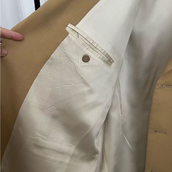 Claiborne Vintage 100% Worsted Wool Suit Jacket Four Button Gold Bronze 44R - Picture 7 of 9